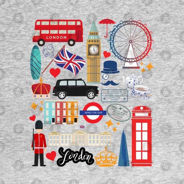 London England Collage Sightseeing Souvenir London Landmarks by MalibuSun